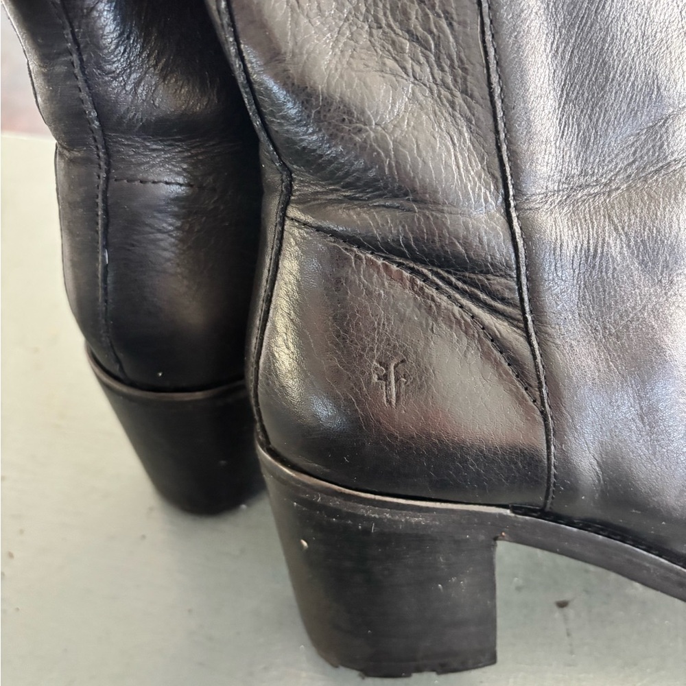 Black Leather Ankle Boots- Ladies Frye Ankle Leather Boots - Picture 10 of 13